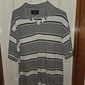 Triveni XXL Grey And White Y2k 90s Cholo Striped Shirt